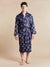 Lightweight Men's Dressing Gown model front - Gatsby Paisley Blue | Bown of London